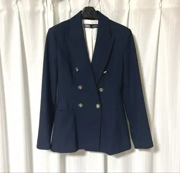 미품 ZARA 테일러드 재킷 더블 짙은 파란색 블레이저 XS
