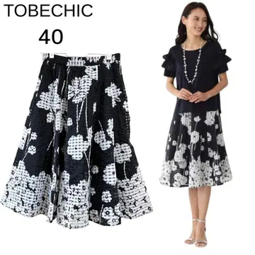 TOBECHIC 투 비 시크 플라워 깅엄 스커트 40 세탁 가능
