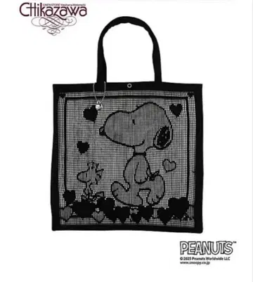 PEANUTS 스누피 근자 레이스점 콜라보 토트백 블랙
