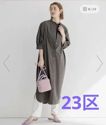23구 사이즈 32 플레인 스트레치 타프타 롱 셔츠 원피스