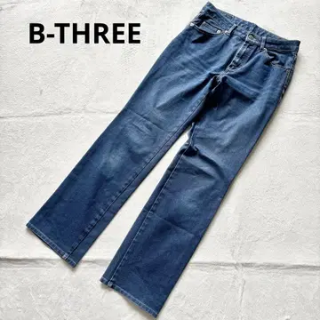 비쓰리 다크 블루 스트레이트 데님 청바지 하트 귀여움