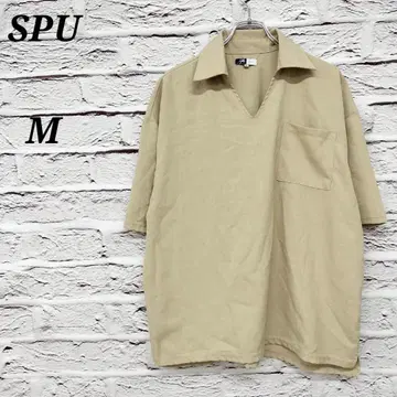 SPU [M] 반팔 풀오버 셔츠 가슴 포켓 베이지
