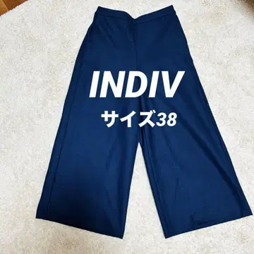 INDIVI 인디비 와이드 크롭 팬츠 네이비 size 38 M
