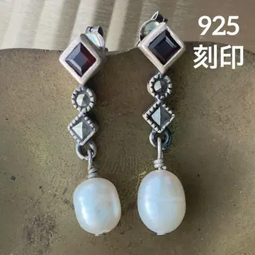 담수 펄과 실버 귀걸이 925 각인 앤티크 골드 F