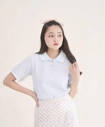 muguet 뮈게 school 리본 폴로 셔츠 BLUE