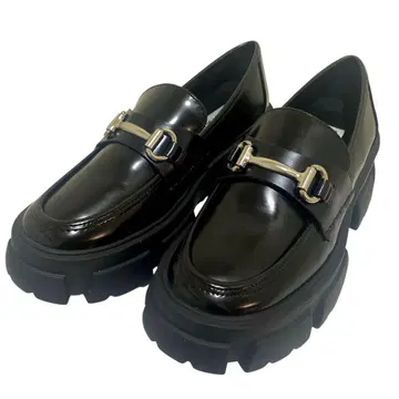 STEVE MADDEN 실버 비트 로퍼 통굽 블랙 22.5