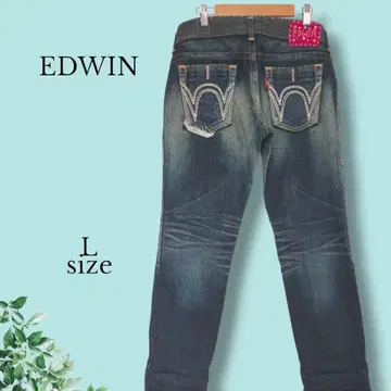 에드윈 EDWIN 데님 보이프렌드 청바지 데미지 비쥬