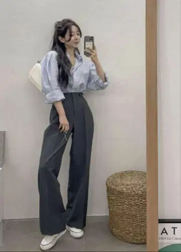 센터 프레스 스트레이트 팬츠
