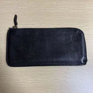 블랙 가죽 지퍼식 장지갑