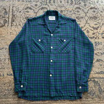 50s harper 레이온 셔츠 오픈 카라 검 60s 옴브레