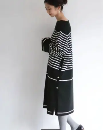 새상품 SLOBE IENA 보더 원피스 튜닉 캐시미어 이에나