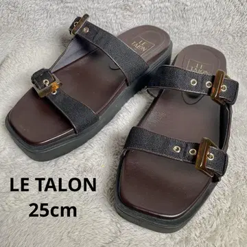 LE TALON 통굽 스트랩 샌들 LL 25cm 캔버스 샌들 블랙