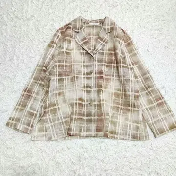 [레어] 린넨 시어 자켓 체크 베이지 겉옷