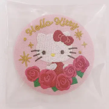 산리오 키티 꽃말 자수 캔뱃지
