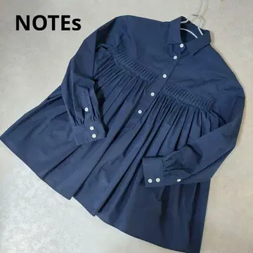 새상품급 NOTEs 셔츠 블라우스 턱 디자인 네이비 일본제 배송비 포함