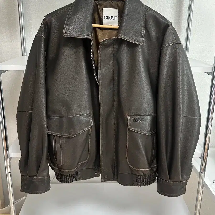 GROVE | 그로브 Grove Leather Jacket LUSSON Jumper Brown #그로브