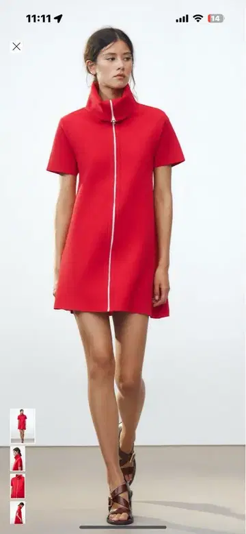 귀여운 ZARA 빨간색 하이넥 미니 원피스