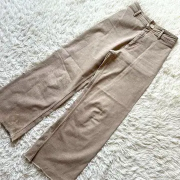 ZARA 자라 와이드 팬츠 데님 프린지 베이지 36