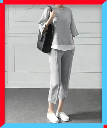 새 상품 셋업 여성용 레이어드 스타일 티셔츠 봄/여름 테이퍼드 팬츠