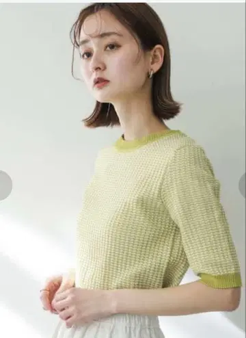 자카드 컴팩트 스웨터 (5부 소매) one size