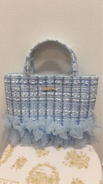 fitafita 스카이블루 트위드 프릴 핸드백