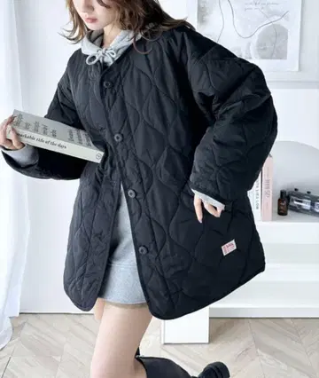 [JaVa 자바 콜라보] 노카라 오버 사이즈 퀼팅 코트