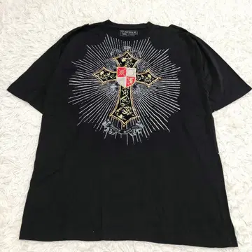 00s AVIREX Cross T-shirt studs black y2k