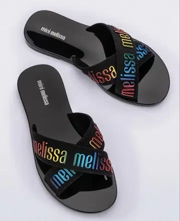 melissa 비치 샌들 블랙 컬러풀 샌들 레인보우