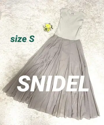 SNIDEL 니트x시어 스커트 도킹 원피스 S 맥시 기장