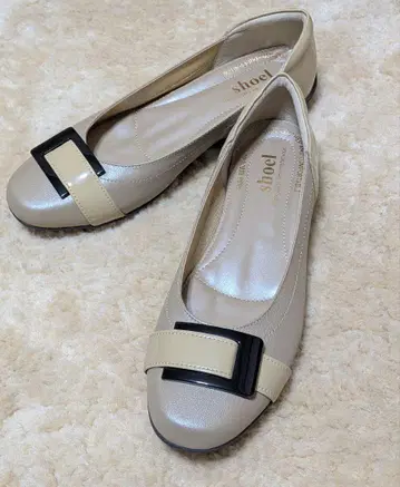 새상품급 SHOEL 베이지 천연 가죽 펌프스 23cm
