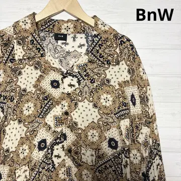 BnW 오픈 카라 셔츠 페이즐리 무늬 프리 사이즈
