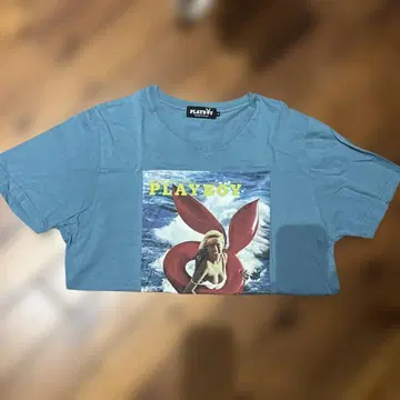 PLAYBOY V넥 티셔츠 L 라이트 블루