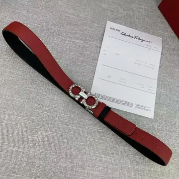 Ferragamo 페라가모 여성용 리버서블 벨트 빨간색 x 블랙 소가죽