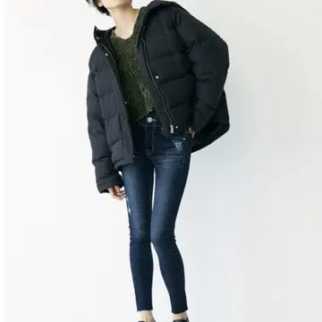 EMODA 볼륨 후드 다운 다운 자켓 여성용 프리 사이즈