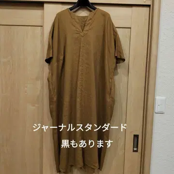 저널 스탠다드 린넨 반팔 롱 원피스