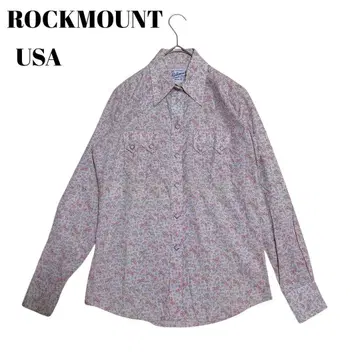 USA 빈티지 ROCKMOUNT 핑크 올 패턴 웨스턴 셔츠