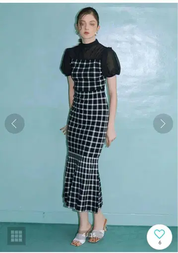 셰퍼드 체크 머메이드 니트 스커트 시어 도킹 니트