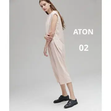 ATON 코튼 롱 슬리브리스 원피스