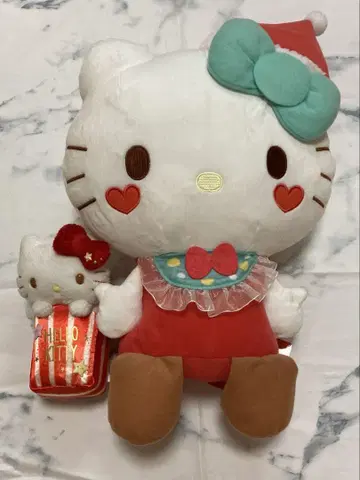 헬로키티 산타 모자 팝콘 봉제인형