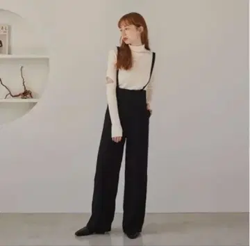 멜빵 트위드 팬츠