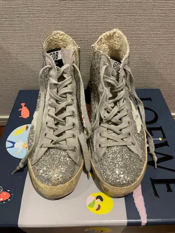 Golden Goose 실버 글리터 하이컷 스니커즈