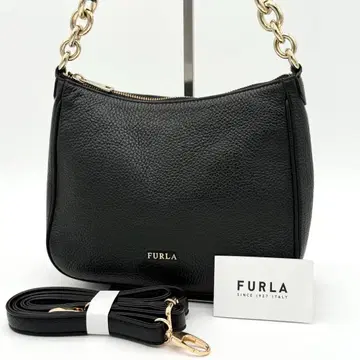 [ 컨디션 최상 ] FURLA 핸드백 2way 세미 숄더백 가죽 블랙