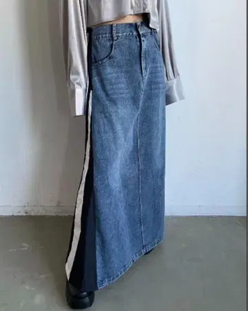롱 데님 스커트