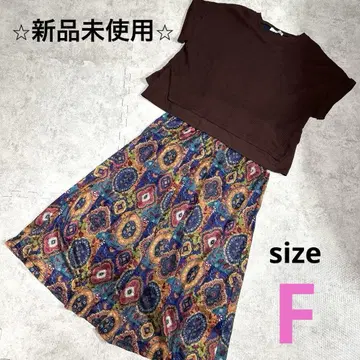 미사용 새상품 TITICACA 티티카카 도킹 원피스 프리 브라운/패턴