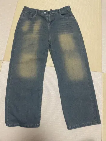 다크 블루 와이드 레그 데님 팬츠
