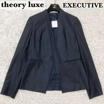 택 포함 미사용 띠어리 럭스 Executive 노카라 자켓 네이비