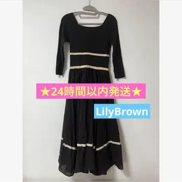 LilyBrown 릴리 브라운 니트 도킹 원피스 브라운 7부 소매