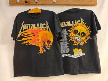XL Metallica 플레임 스컬 티셔츠