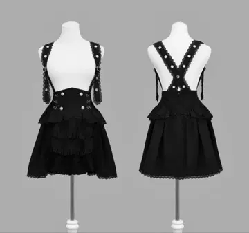 DimMoire 꿈을 휘감는 서스펜더 스커트 블랙
