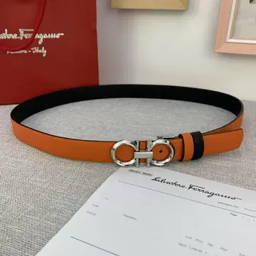 Ferragamo 페라가모 여성용 리버서블 벨트 오렌지 소가죽